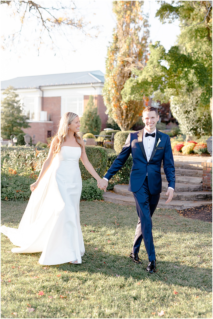 bride walking with groom 