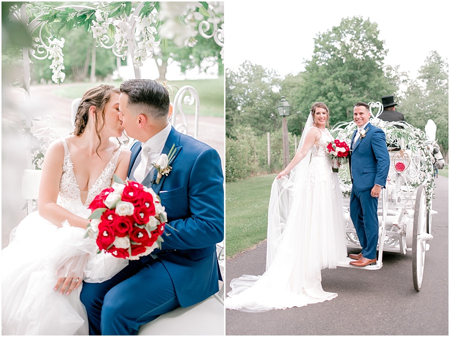 A light and airy summer wedding at Waterloo Village with elegant detail and a horse drawn carriage